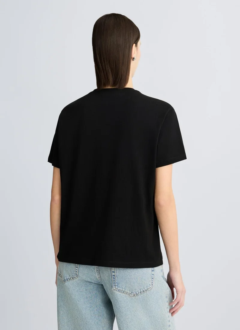 Liu Jo Cotton T-shirt with sequins and rhinestones