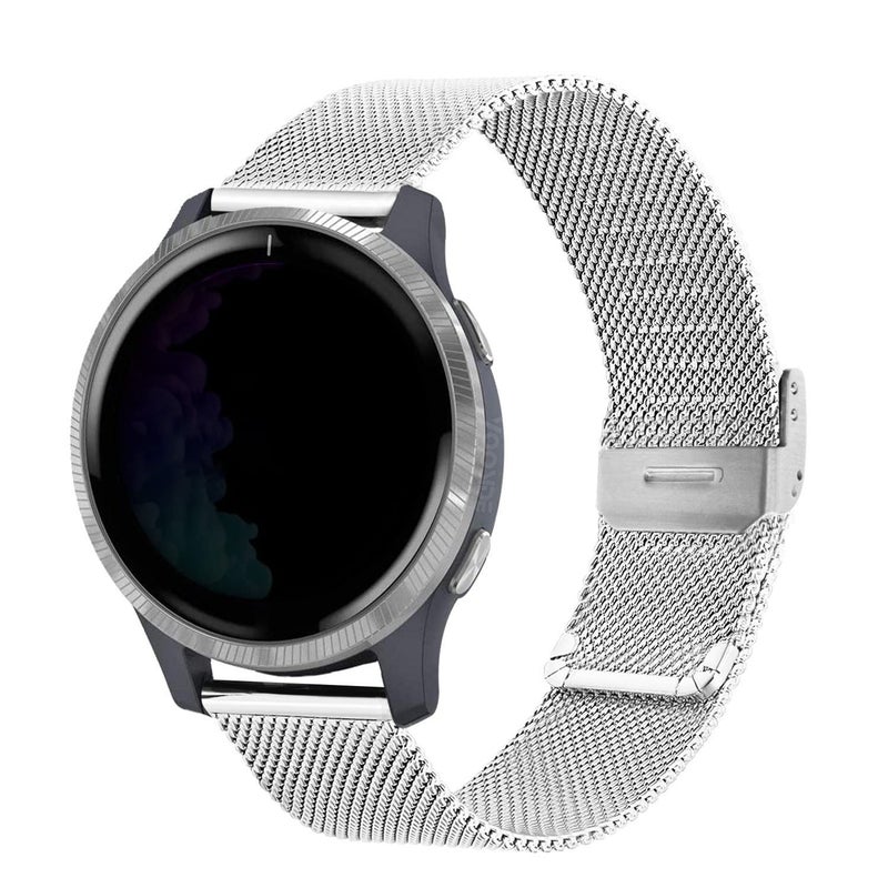 Abanen for Garmin Venu 2 Plus/Venu Sq 2 / Vivoactive 5 Watch Band, 20mm Quick Release Metal Mesh Stainless Steel Wristband Strap for Vivomove Sport/Trend (Silver) - Image 1