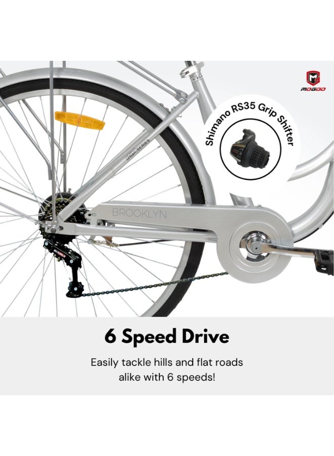 MOGOO Mogoo - Brooklyn 24" 6 Speed City Bike - Grey - Image 4