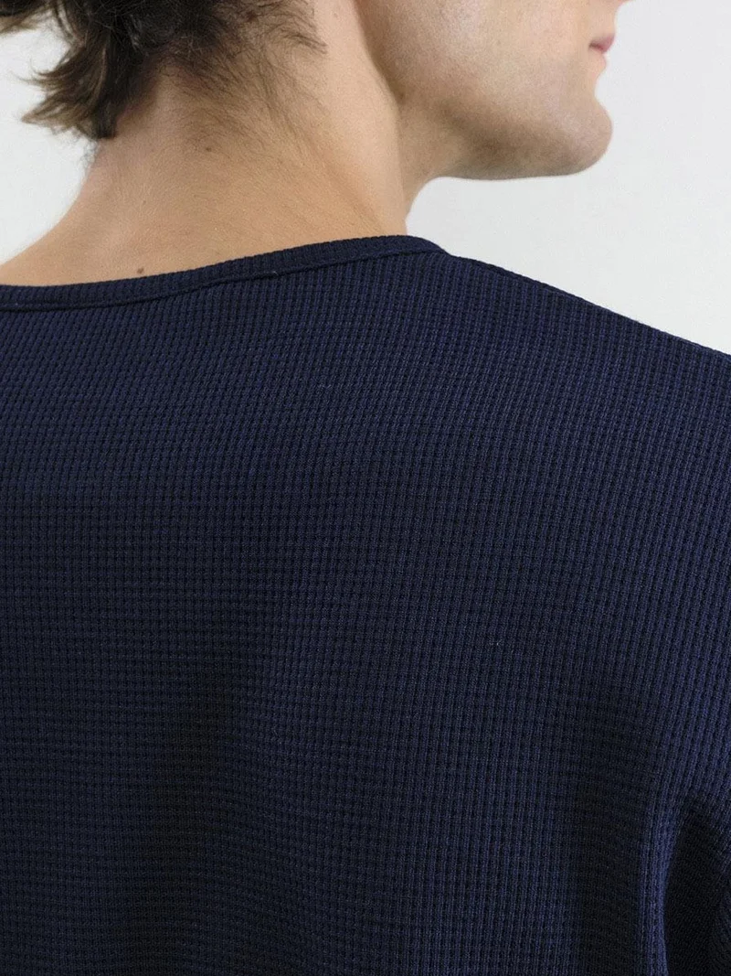 Giesto Navy Blue GIESTO Long Sleeve Button Collar T-Shirt for Men | Best Price UAE