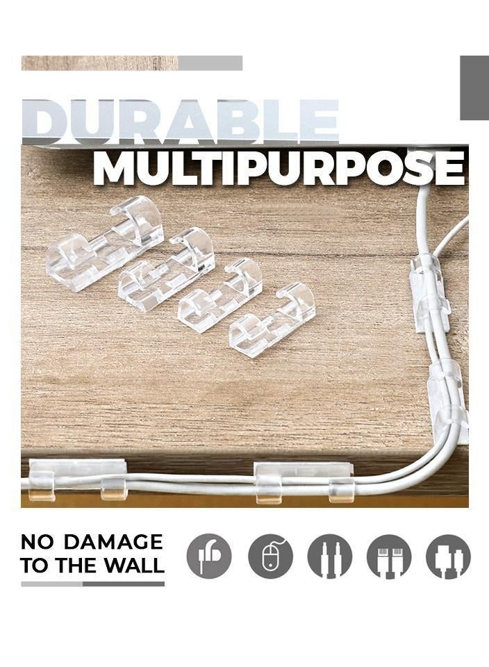 Cable Clips Wire Holder Self Adhesive Cable Clips Cord Holder Plastic Cord Organizer Clips for Computer Electrical Wire with Self-Adhesive Adhesive for Home Office (Clear) - Image 3