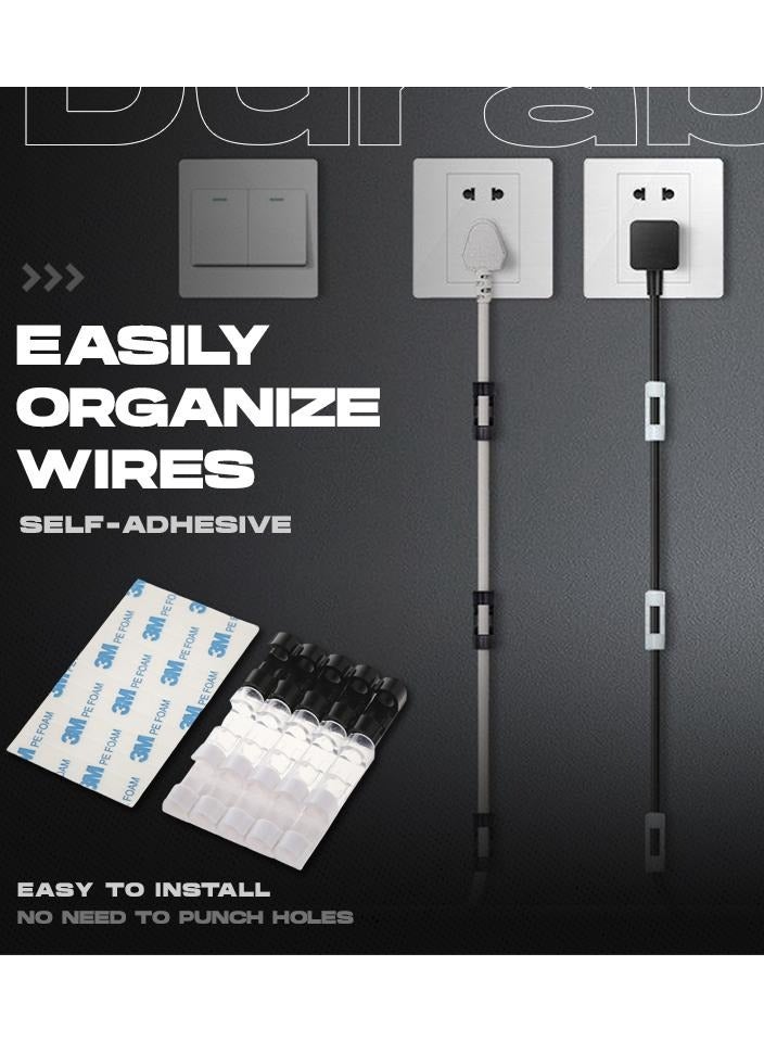 Cable Clips Wire Holder Self Adhesive Cable Clips Cord Holder Plastic Cord Organizer Clips for Computer Electrical Wire with Self-Adhesive Adhesive for Home Office (Clear) - Image 2