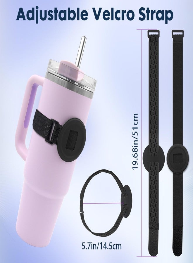 JAYOBGO Water Bottle Phone Holder for MagSafe, Magnetic Holder Upgrade Silicone Anti-slip Adjustable Strap for Stanley Cup Gym Accessories, for iPhone & AirPods Owala Simple Modern Water Bottle w/2×Metal Ring - Image 4