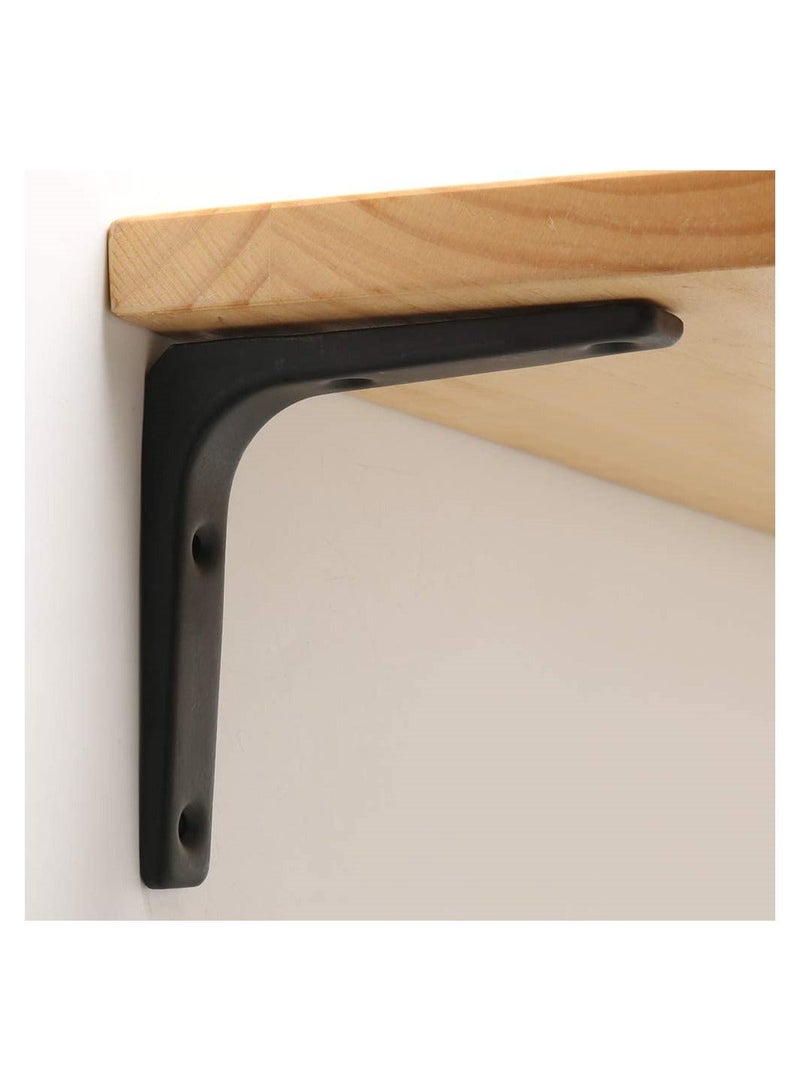2 PCS Iron Wall Shelf Bracket, 4 x 4 Inch Heavy Duty Shelf Support Bracket Decorative Joint Angle Bracket, Matte Black - Image 3