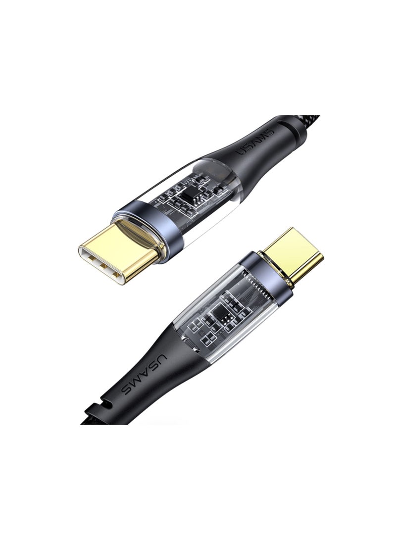 Usams Type-C PD 100W Aluminum alloy Transparent Data Cable - Image 2
