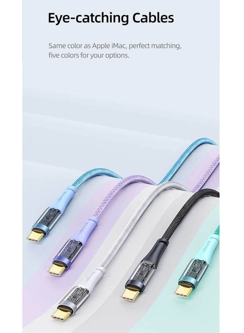 Usams Type-C PD 100W Aluminum alloy Transparent Data Cable - Image 4