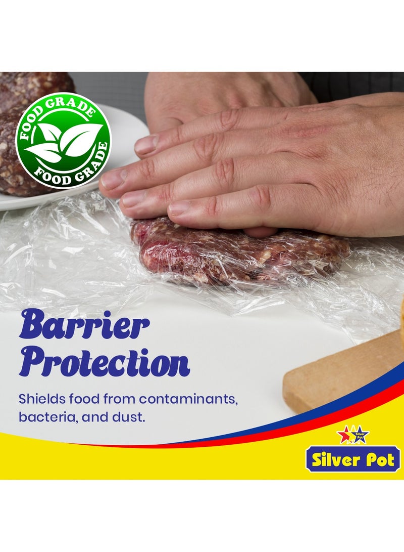 Silver Pot فيلم تغليف بولي إيثيلين متميز – حزمة ترويجية (2+1) – 30 سم × 100 سم – لفة تغليف متينة، من الدرجة الغذائية للحفاظ على النضارة والتخزين والتغليف - Image 4