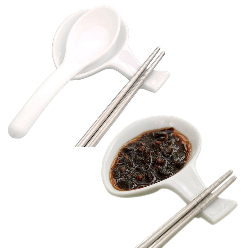 Tea Talent 6 Pcs Chinese Fine Porcelain Chopsticks Spoon Fork Rest Holder Knife Holder (Set of 6) - Image 1