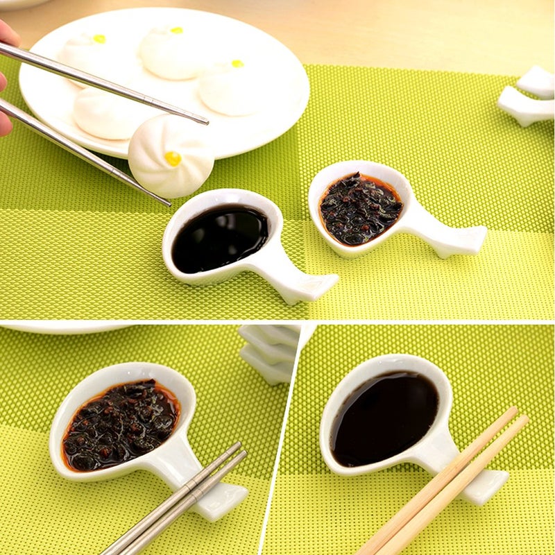 Tea Talent 6 Pcs Chinese Fine Porcelain Chopsticks Spoon Fork Rest Holder Knife Holder (Set of 6) - Image 2