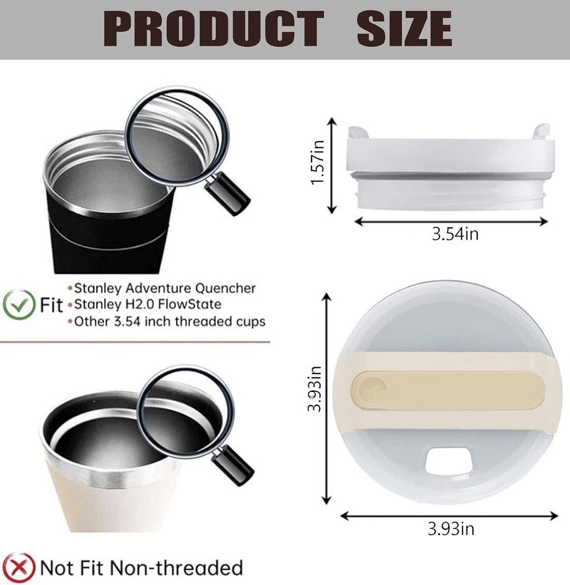 Bnoname 40oz Tumbler Lids Replacement for Stanley Cup,Replacement Spill Proof Splash Resistant Tumbler Lids Reusable Tumbler Cover for Stanley and More Coffee Mugs (Beige) - Image 2