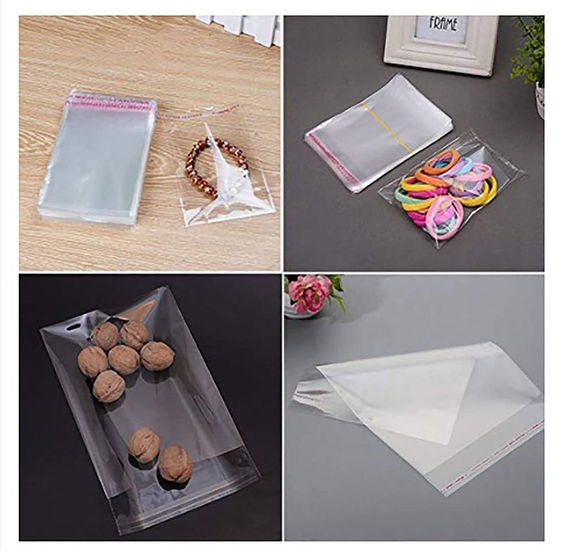 Bigpalycoan Bigpalycoan Plastic polythene Clear Transparent bags small size Self Adhesive BOPP Resealable Plastic pouch Bags for jwellery packaging pack of 200 3X4 inch 75 X 10 cm - Image 2