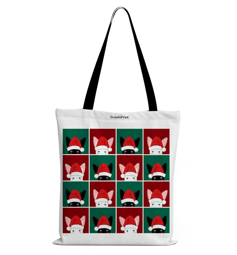 TrendoPrint حقائب توت بيضاء من القماش للنساء بسحاب سعة 15 كجم، حقيبة كلية للفتيات، حقيبة توت مصنوعة من القطن العضوي 100% للتسوق والسفر والشاطئ - Image 1