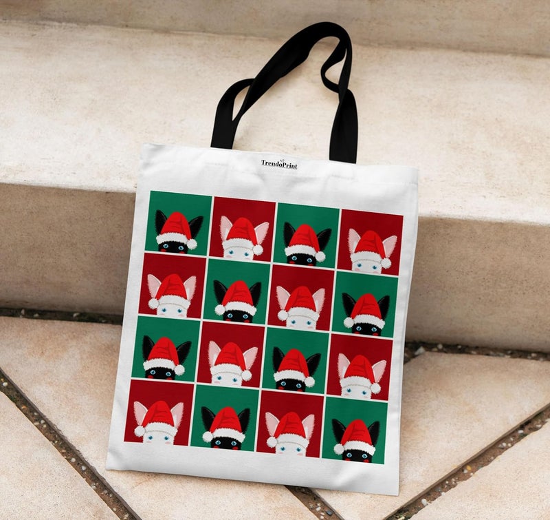 TrendoPrint حقائب توت بيضاء من القماش للنساء بسحاب سعة 15 كجم، حقيبة كلية للفتيات، حقيبة توت مصنوعة من القطن العضوي 100% للتسوق والسفر والشاطئ - Image 3