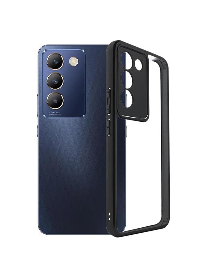 جراب شفاف من مادة TPU غير اللامعة لهاتف vivo V30 Lite ME / Y200e / Y100 5G IDN (أسود)