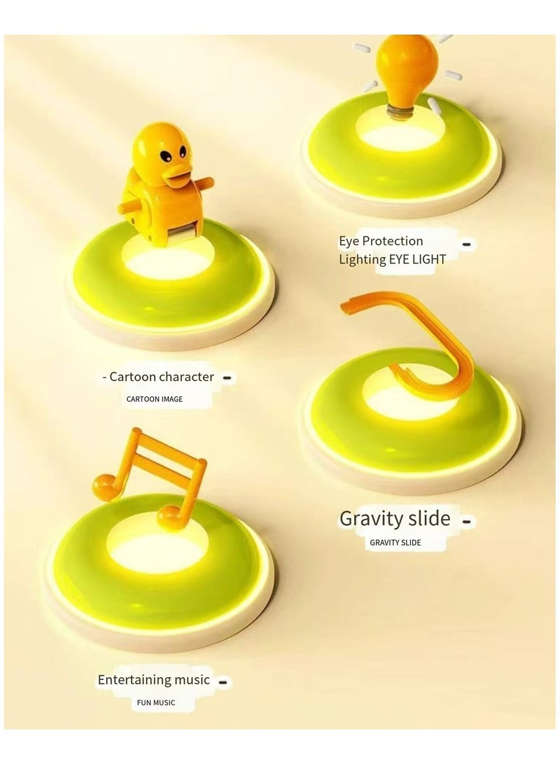 Little Duck Climbing Toy, Electric Duck Climbing Staircase Track Slide Toy Set, Duck Roller Coaster Toy with Flashing Lights and Music On/Off Button - Image 3