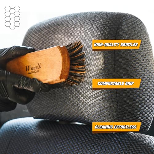 WaveX plastic Car Cleaning Brush|Works Dry and Wet with Car Interior Cleaner Liquid, Car Seat Cleaner|Also Acts as Interior Car Duster, Beige - Image 3