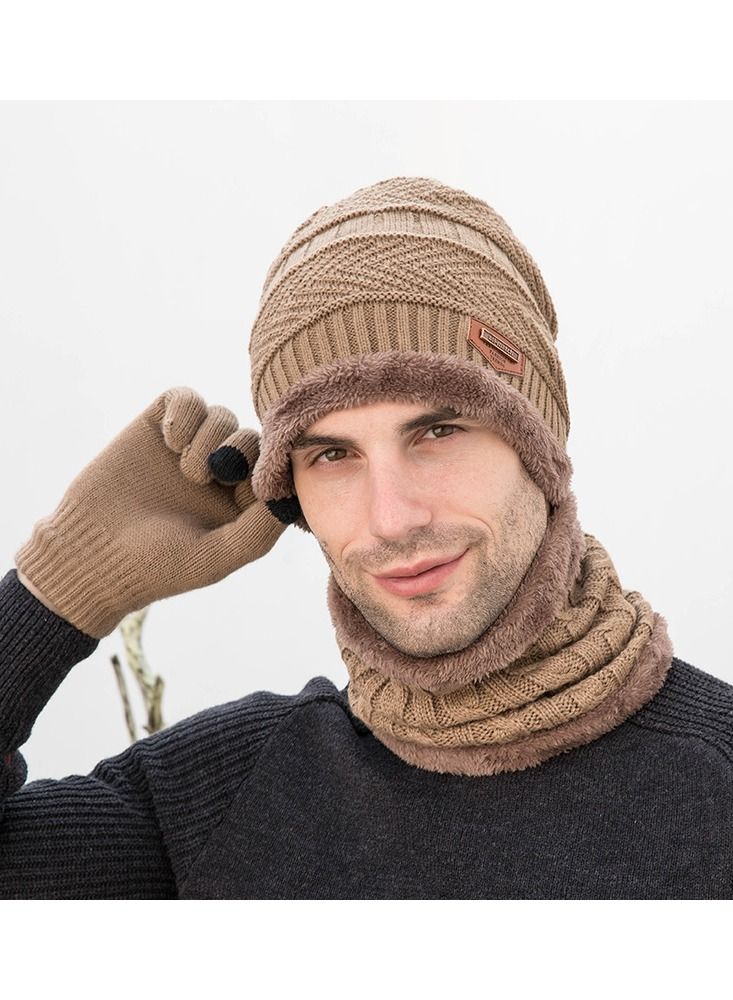 Loquat Winter Padded Set Cap Knitted Hat Scarf 2-Piece Set