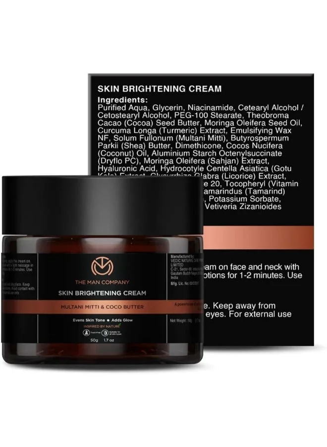 The Man Company Skin Whitening And Brightening Cream with Multani Mitti  50 G
