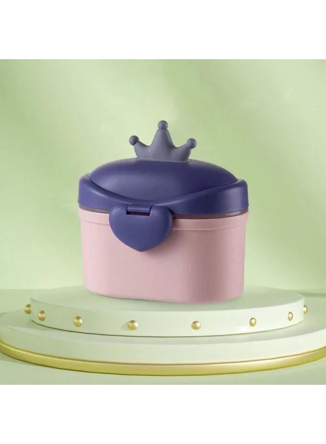 MiniMe Crown‑Lid Milk Powder Container | BPA‑Free PP | 500 ml | Beige & Blue | Airtight Silicone Seal One‑Touch Flip Lid & Heart Lock | Portable Formula Dispenser for Travel, Daycare, Home - Image 2