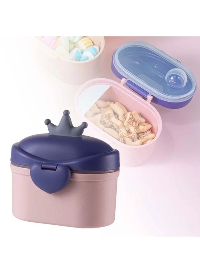 MiniMe Crown‑Lid Milk Powder Container | BPA‑Free PP | 500 ml | Beige & Blue | Airtight Silicone Seal One‑Touch Flip Lid & Heart Lock | Portable Formula Dispenser for Travel, Daycare, Home - Image 4