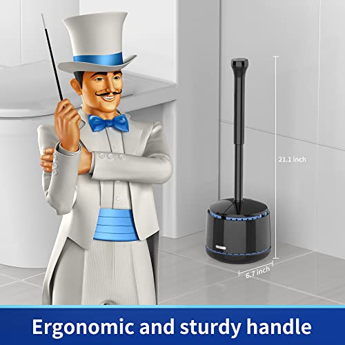 Mr Siga MR.SIGA Toilet Plunger with Holder, Heavy Duty Toilet Plunger and Holder Combo for Bathroom Cleaning, Black - Image 2