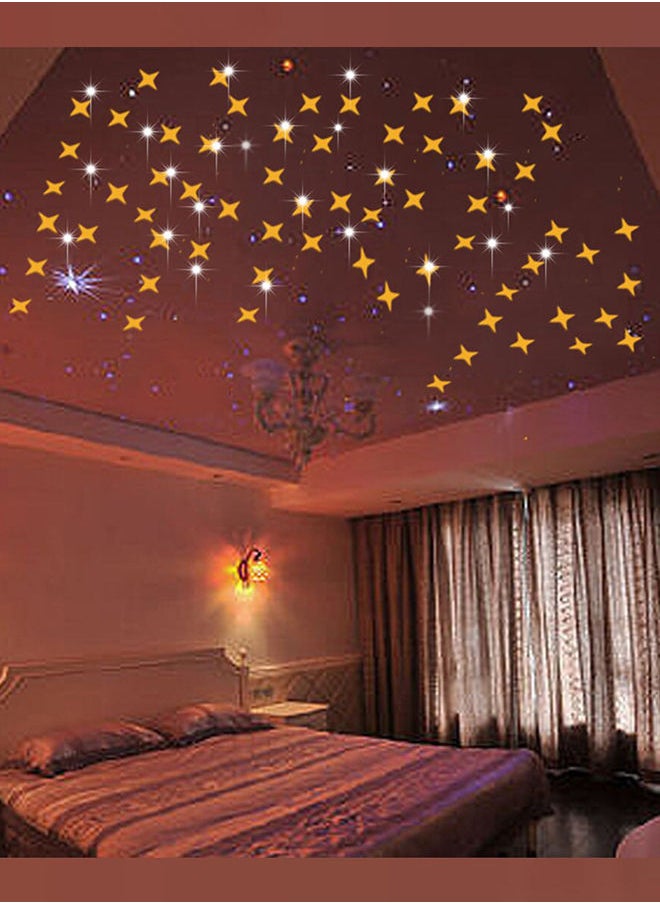 ماركة غير محددة ملصق بتصميم مرآة لغرفة المعيشة على شكل نجوم ثلاثية الأبعاد ذهبي 60 x 90سم 