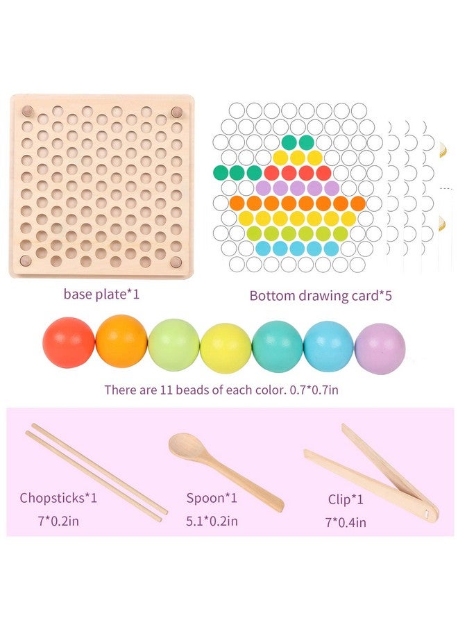 QZMTOY Wooden Peg Board Beads Game Puzzle Color Sorting Stacking Art Toys For Toddlers Counting Toy For Kids Toddler Educational Montessori Games For Math Learning Great Gift For Girls And Boys - Image 4