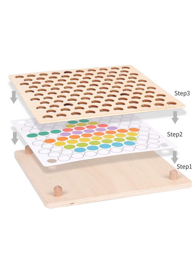 QZMTOY Wooden Peg Board Beads Game Puzzle Color Sorting Stacking Art Toys For Toddlers Counting Toy For Kids Toddler Educational Montessori Games For Math Learning Great Gift For Girls And Boys - Image 5
