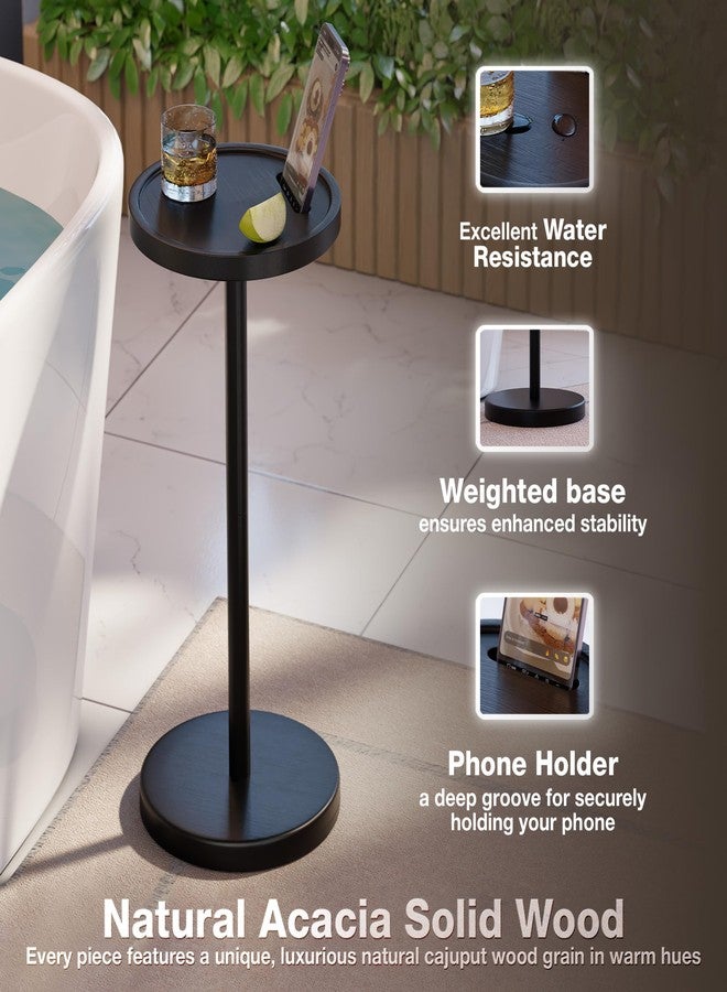 BLUEWEST Drink Table, 24.4" Tall Compact Side Table with Phone Slot and Weighted Base (1, Black) - Image 2