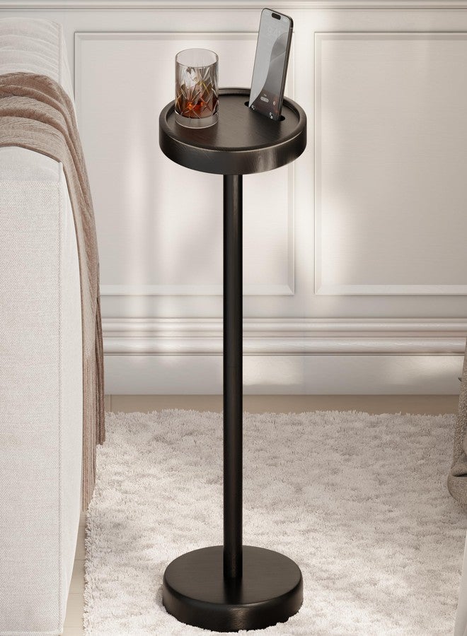 BLUEWEST Drink Table, 24.4" Tall Compact Side Table with Phone Slot and Weighted Base (1, Black) - Image 1