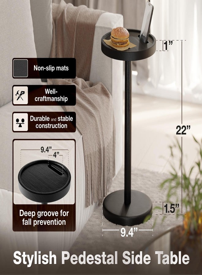 BLUEWEST Drink Table, 24.4" Tall Compact Side Table with Phone Slot and Weighted Base (1, Black) - Image 3