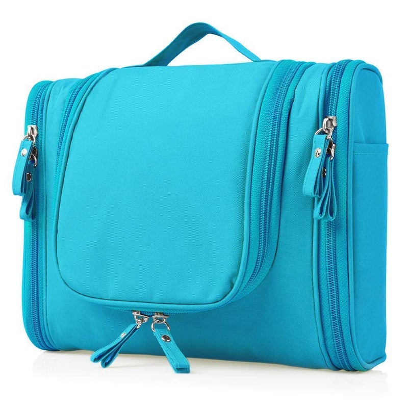 ERHETUS Multifunctional Extra Large Cosmetic bag for travel | Makeup Organiser for accessories for Women | Waterproof Household Grooming Kit Storage Bags with hook for hanging for men - Light Blue - Image 1