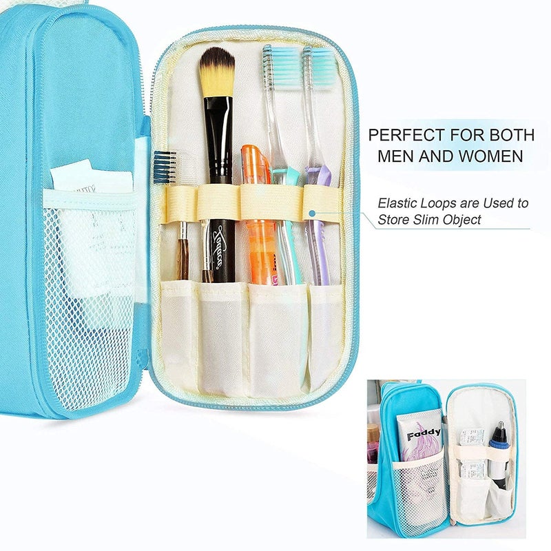 ERHETUS Multifunctional Extra Large Cosmetic bag for travel | Makeup Organiser for accessories for Women | Waterproof Household Grooming Kit Storage Bags with hook for hanging for men - Light Blue - Image 3