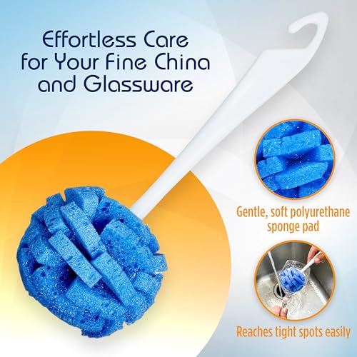 Compac Home Dish Wand China Scrubbing Sponge, Cleans Dishes and Glassware Effectively, Unique Round Ball Shape for All-Around Cleaning, Flexible Brushes are Gentle on Your Nice Dishes, 6 Count - Image 4