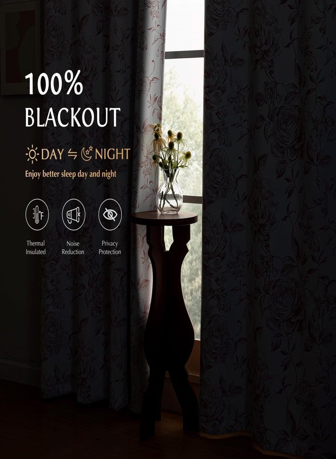 Beauoop ستائر Beauoop Floral المعتمة بنسبة 100%، طولها 72 بوصة، قطعتان، مناسبة لغرفة النوم وغرفة المعيشة، بنمط زهور وردي وأبيض ريفي، مع حلقات معدنية، ستائر معتمة للغرفة، 50 × 72 بوصة - Image 3