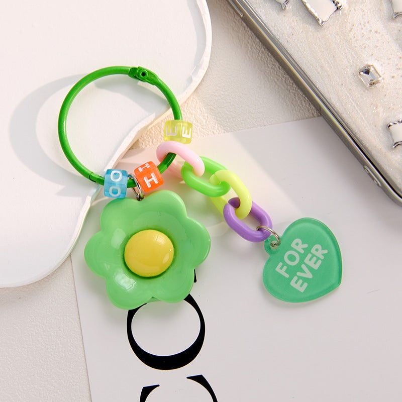 Ins and Jewelry Niche Design Sun Flower Keychain School Bag Pendant Mobile Phone AirPods Jewelry - Image 1