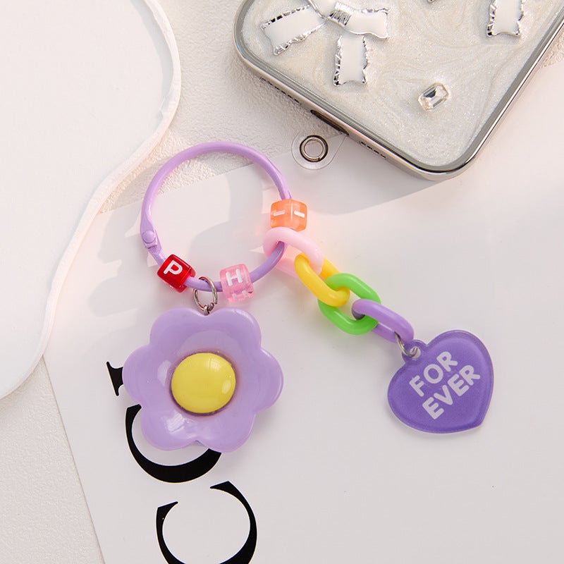 Ins and Jewelry Niche Design Sun Flower Keychain School Bag Pendant Mobile Phone AirPods Jewelry - Image 5