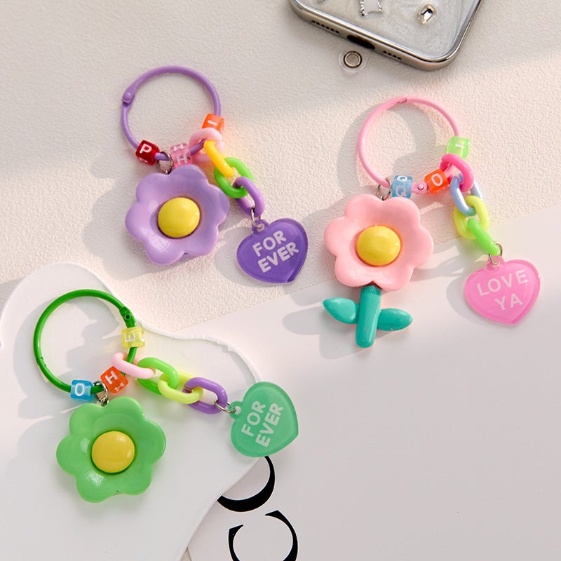 Ins and Jewelry Niche Design Sun Flower Keychain School Bag Pendant Mobile Phone AirPods Jewelry - Image 3