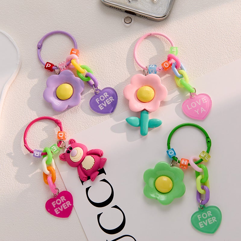 Ins and Jewelry Niche Design Sun Flower Keychain School Bag Pendant Mobile Phone AirPods Jewelry - Image 2