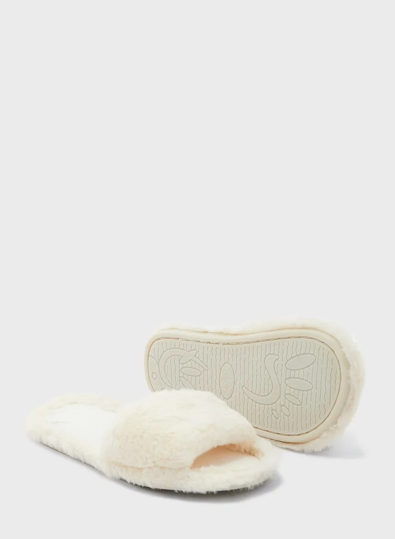 Ginger Open Toe Fluffy Bedroom Slippers