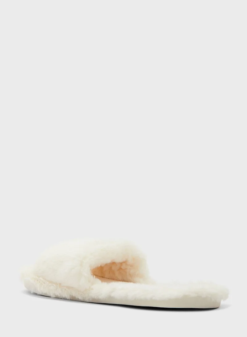 Ginger Open Toe Fluffy Bedroom Slippers