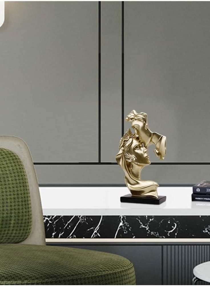 SYOSI Couple Figurines Gold Statue Romantic Carved Crafts Ornament Lover Resin Sculpture Modern Art Desktop Figure Decor Table Ornament for Home Office Bookshelf Decor - Image 4