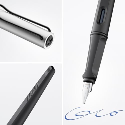 LAMY طقم قلم حبر خط عربي لامي جوي الأسود - قلم حبر مع 3 رؤوس مختلفة (1.1/1.5/1.9 مم) - قلم خط مع رأس شريطي ومقبض مريح - يشمل 5 خراطيش حبر زرقاء T 10 - Image 3