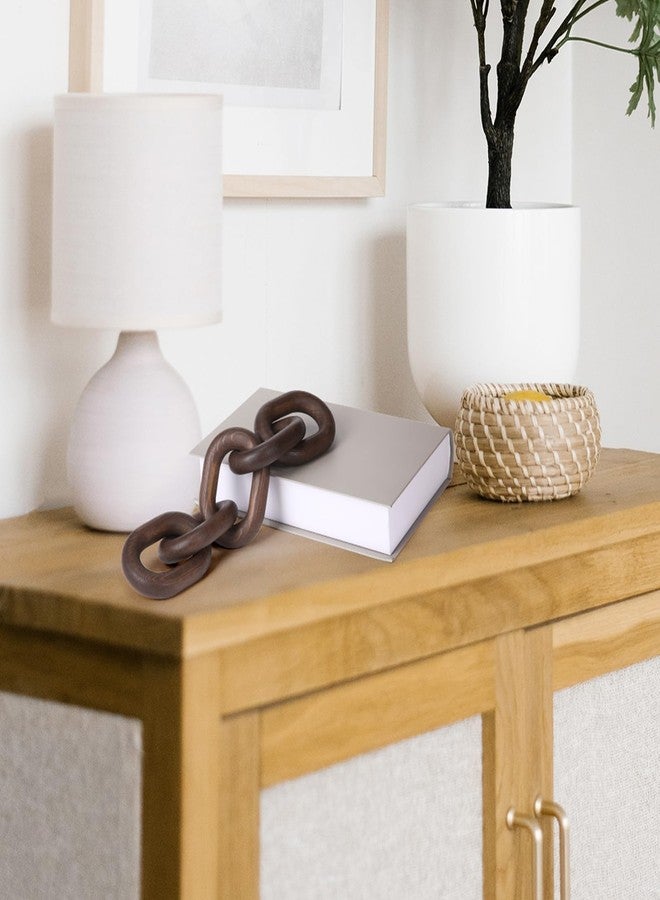 Queekay Decorative Wood Chain Link Decor Rustic Wooden 5 Link Wooden Decor Ornament Farmhouse Home Decoration Hand Carved Wood Chain Ornaments for Coffee Table(Dark Walnut) - Image 5