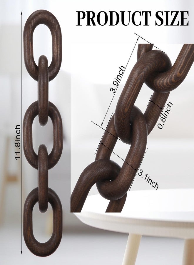 Queekay Decorative Wood Chain Link Decor Rustic Wooden 5 Link Wooden Decor Ornament Farmhouse Home Decoration Hand Carved Wood Chain Ornaments for Coffee Table(Dark Walnut) - Image 2
