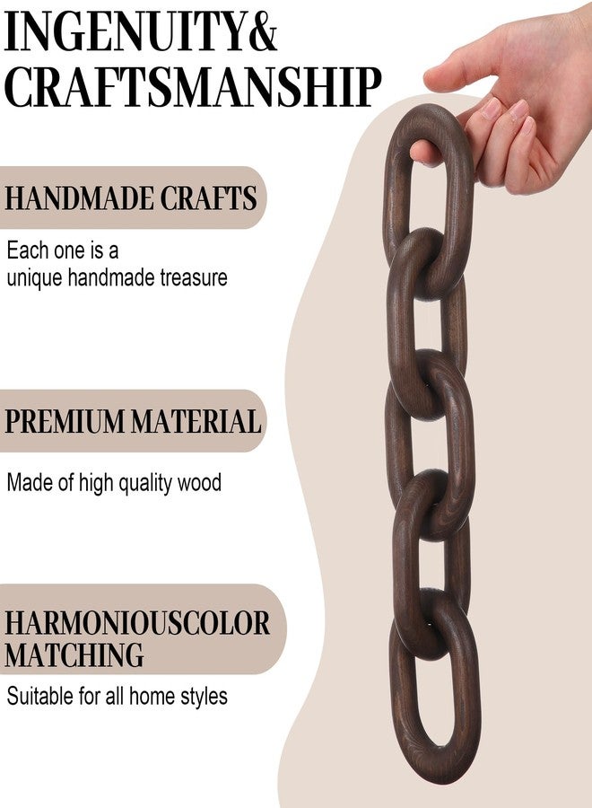 Queekay Decorative Wood Chain Link Decor Rustic Wooden 5 Link Wooden Decor Ornament Farmhouse Home Decoration Hand Carved Wood Chain Ornaments for Coffee Table(Dark Walnut) - Image 3