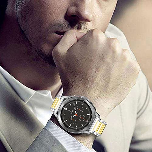 DEALELE Bands Compatible with Samsung Galaxy Watch 7 / FE / 6/6 Classic / 5/5 Pro / 4/4 Classic/Galaxy 3 41mm, 20mm Stainless Steel Metal Replacement Strap for Women Men (Silver/gold) - Image 4