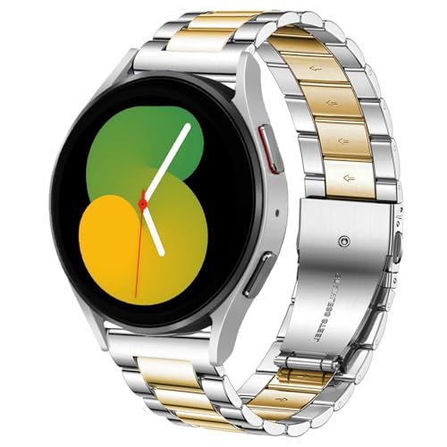 DEALELE Bands Compatible with Samsung Galaxy Watch 7 / FE / 6/6 Classic / 5/5 Pro / 4/4 Classic/Galaxy 3 41mm, 20mm Stainless Steel Metal Replacement Strap for Women Men (Silver/gold) - Image 1