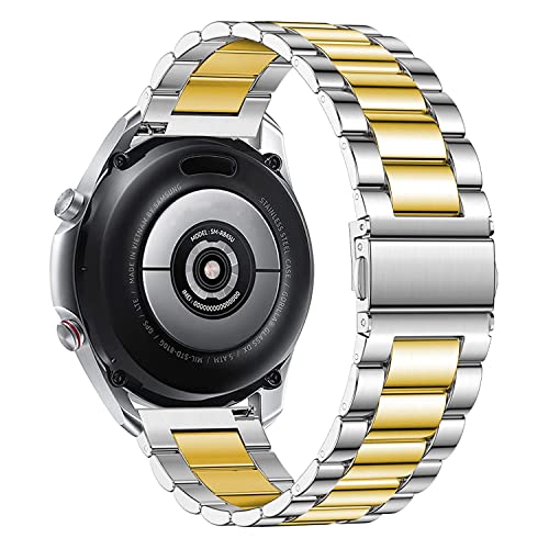 DEALELE Bands Compatible with Samsung Galaxy Watch 7 / FE / 6/6 Classic / 5/5 Pro / 4/4 Classic/Galaxy 3 41mm, 20mm Stainless Steel Metal Replacement Strap for Women Men (Silver/gold) - Image 2