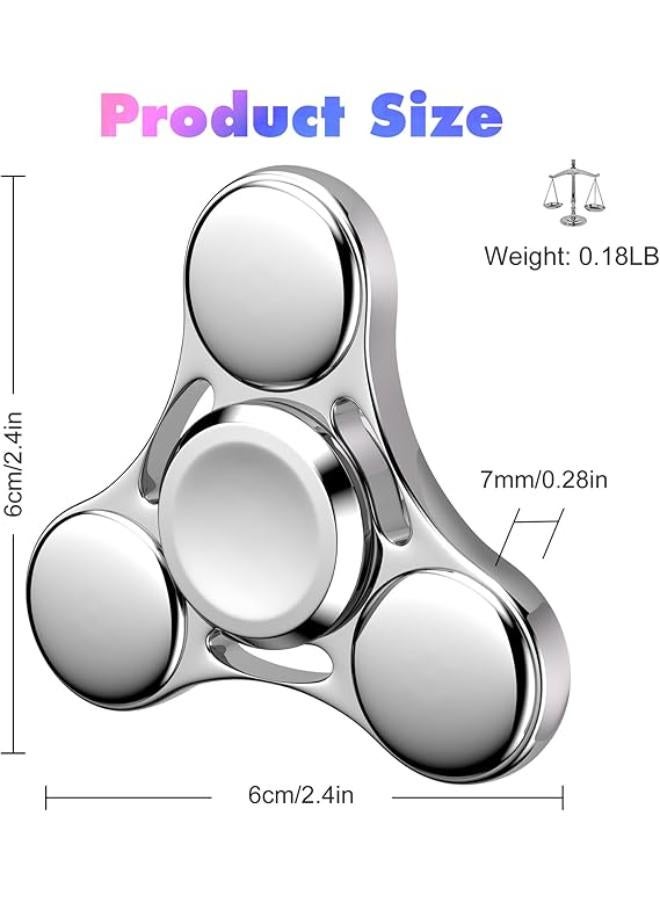 Fidget Spinners Toy, 2-5 Min Spins Time Stainless Steel R188 Bearing Metal Fidget Spinner, EDC ADHD Stress Anxiety Relieves, Fidget Spinner Toys for Kids and Adults (Silver) - Image 2